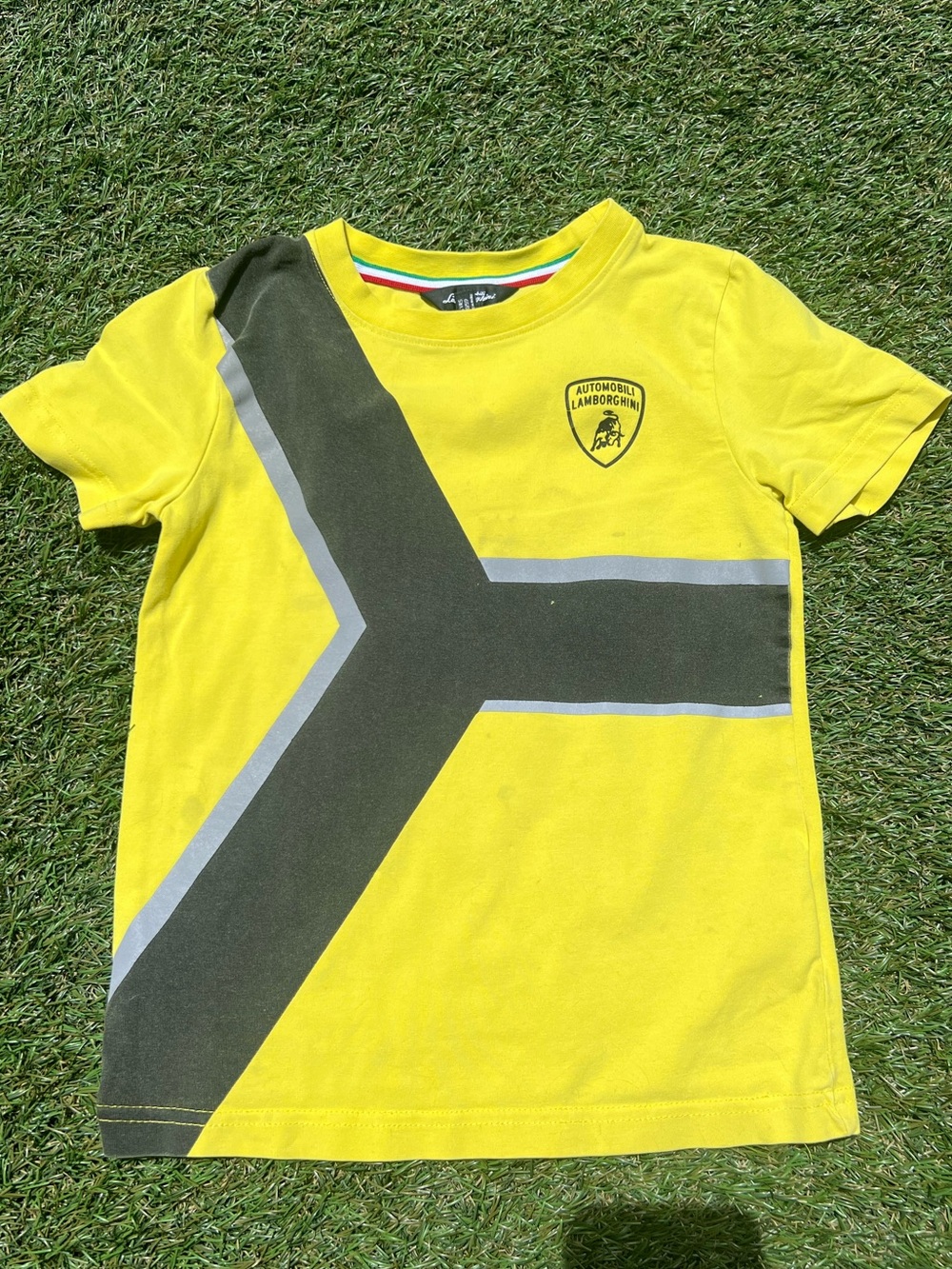 Automobili Lamborghini Kids Yellow Contrast Y T-Shirt Size 5-6Y